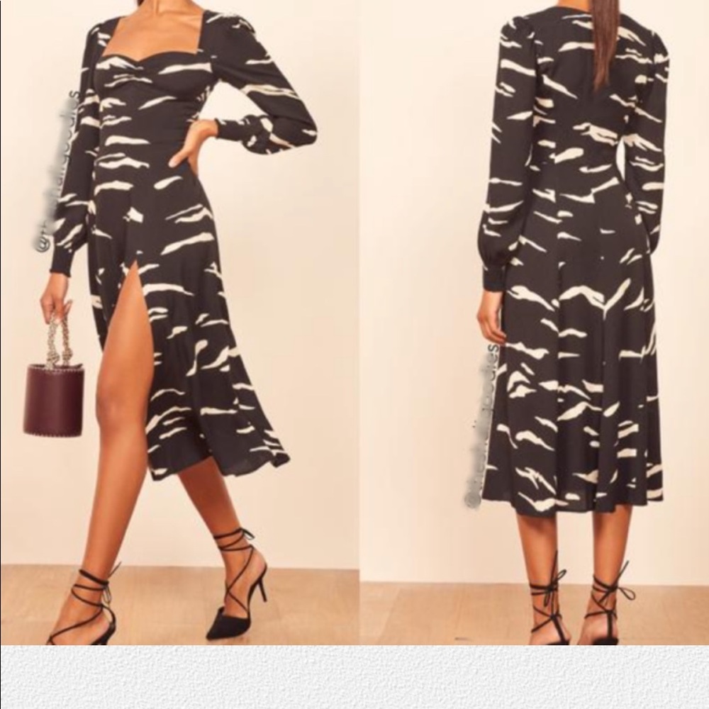 Reformation black wallflower midi slit cocktail